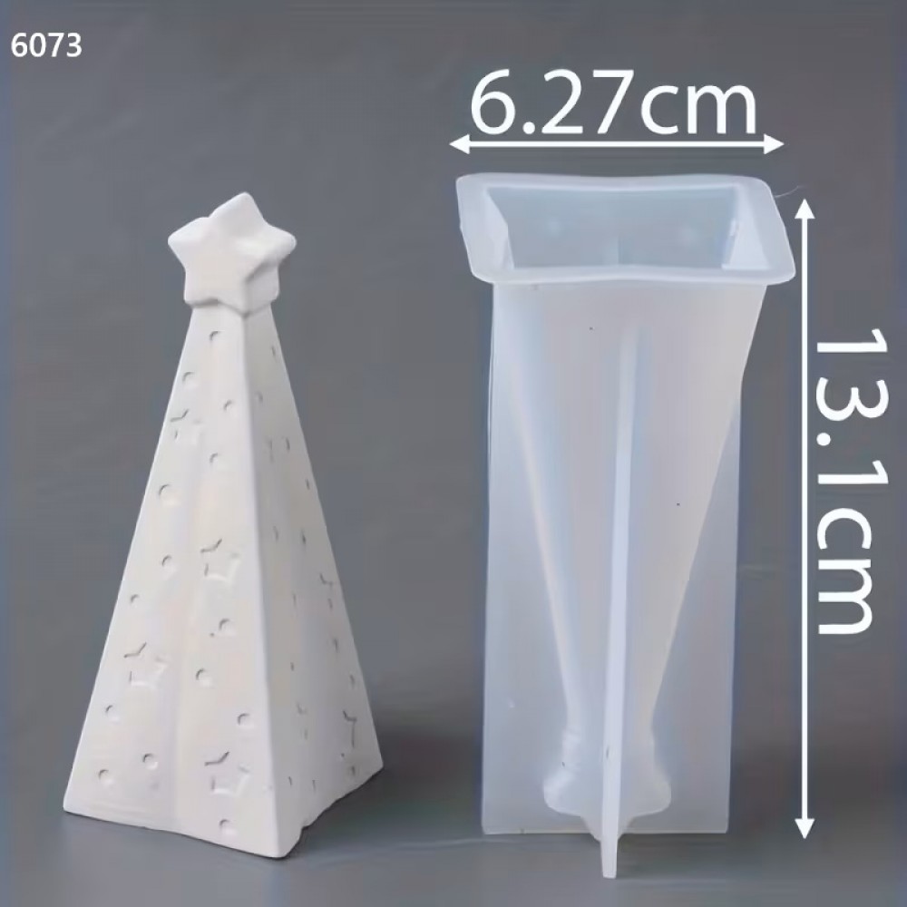 YY6073 Yıldızlı Piramit Mum Silikon Kalıp
